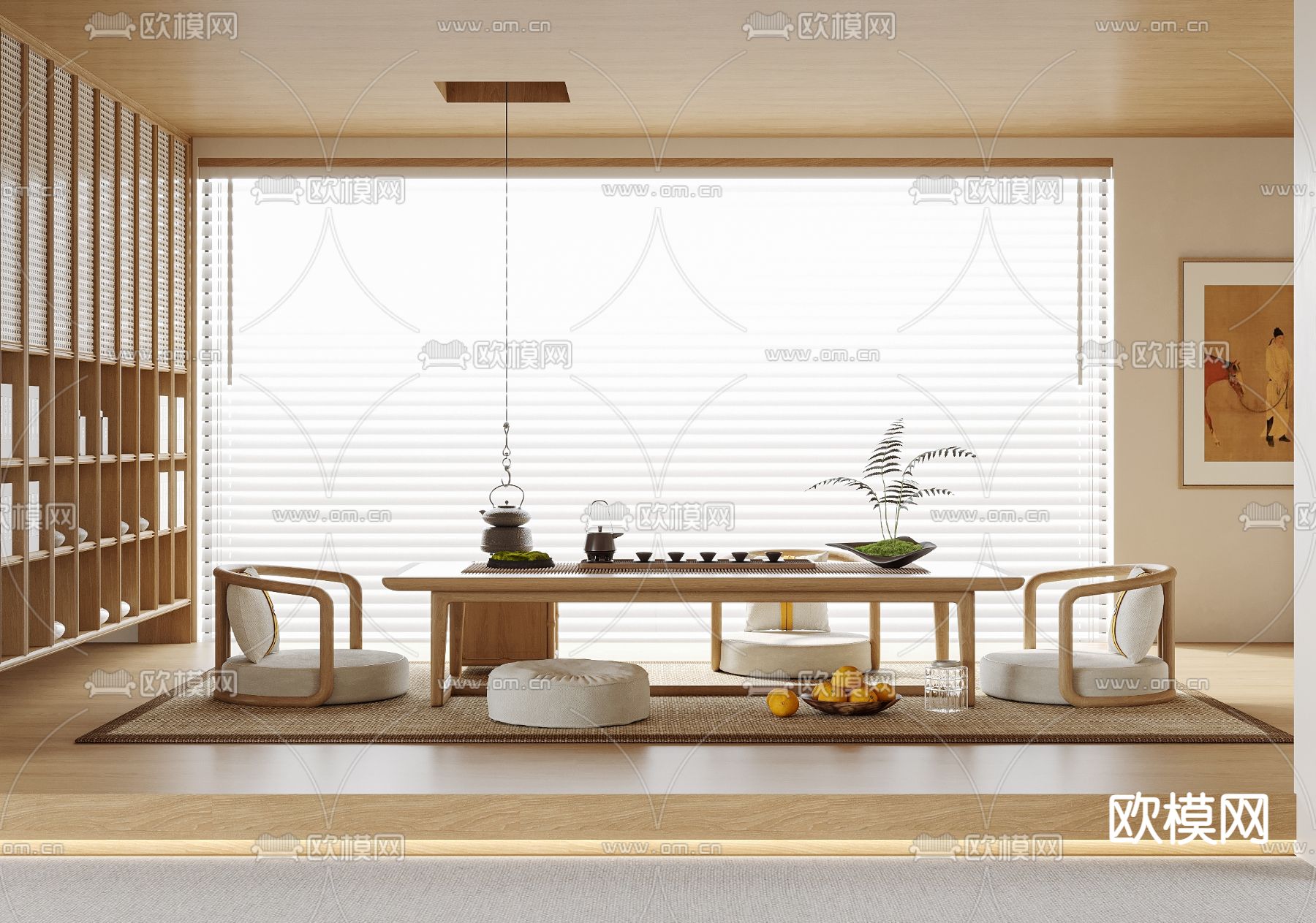 日式茶室 榻榻米茶桌3d模型下载