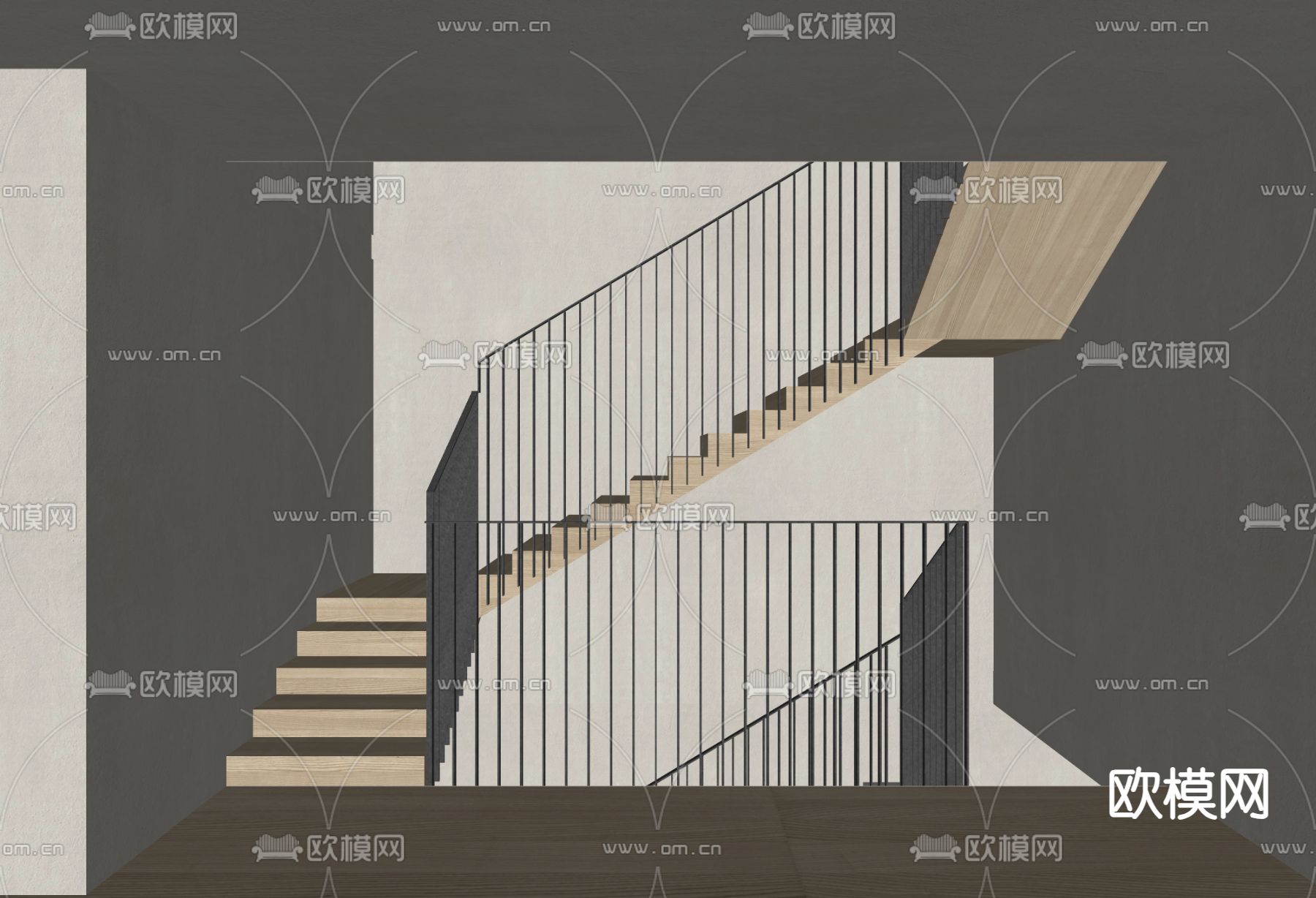 楼梯扶手su模型下载（渲染图2）
