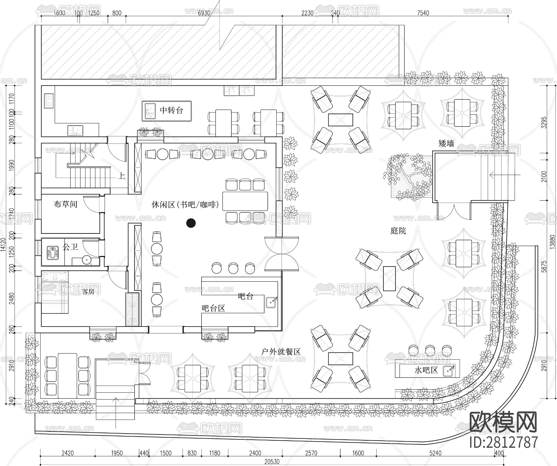 露营营地cad平面布置图下载（渲染图2）