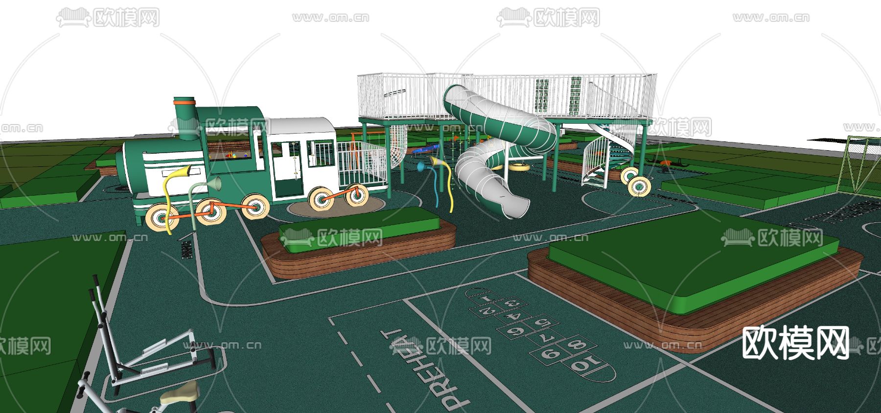 主题游乐园 儿童乐园 游乐器材su模型下载（渲染图3）