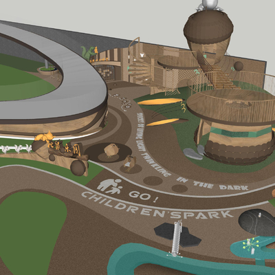  现代儿童乐园su模型 