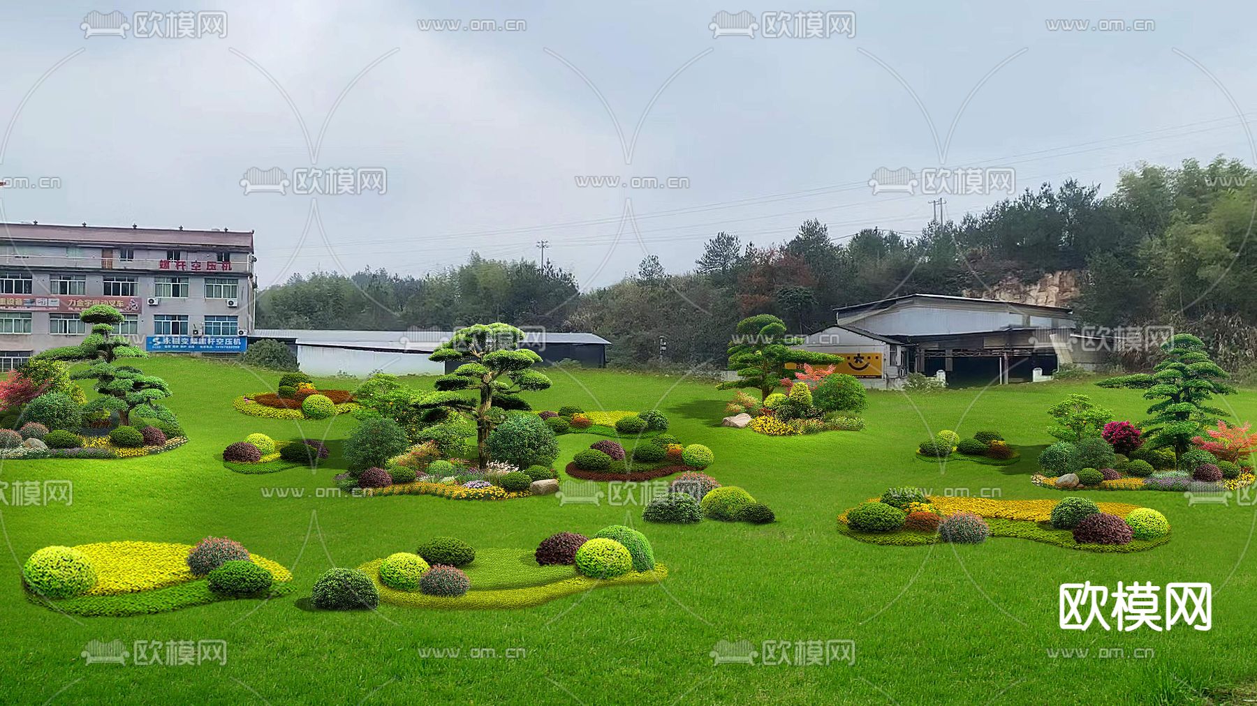 园林景观 花坛造景psd下载