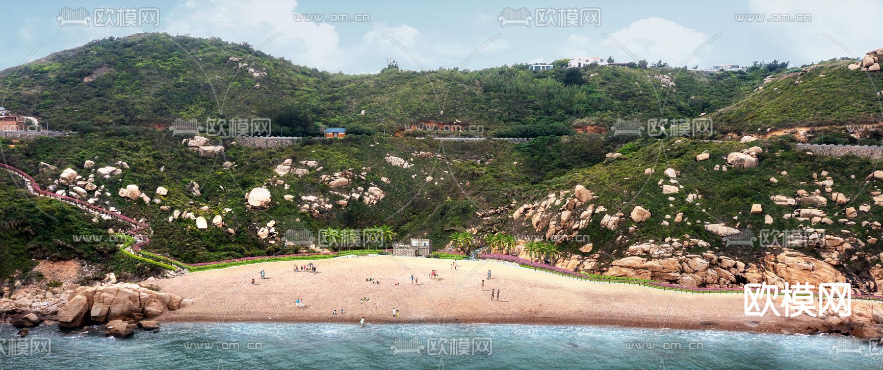 沙滩 滨海景观psd下载