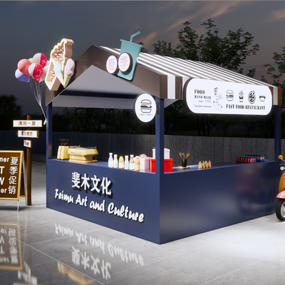 文创摊位 夜市摊位su模型