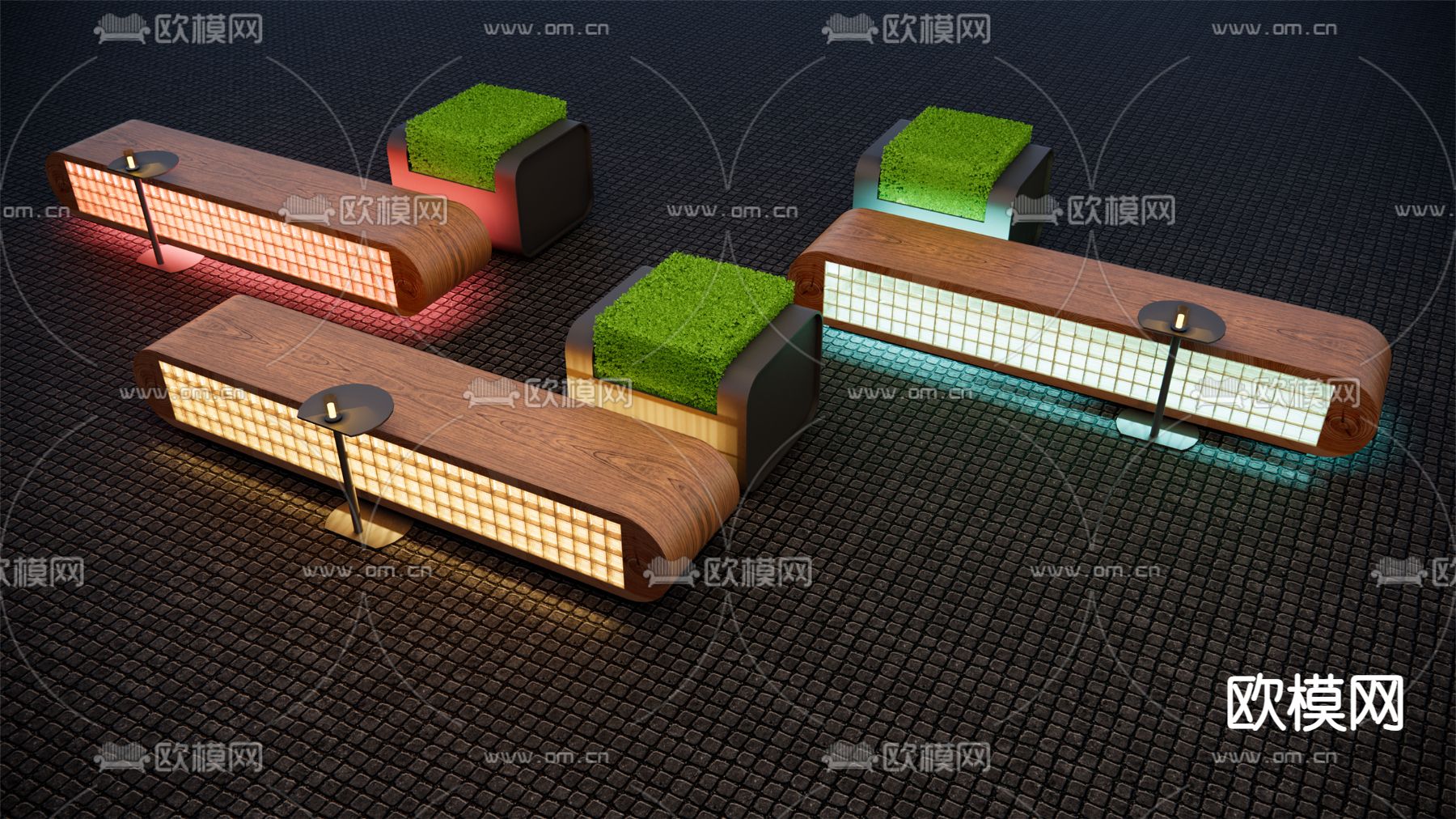 景观座椅 户外座椅 公园椅su模型下载（渲染图1）