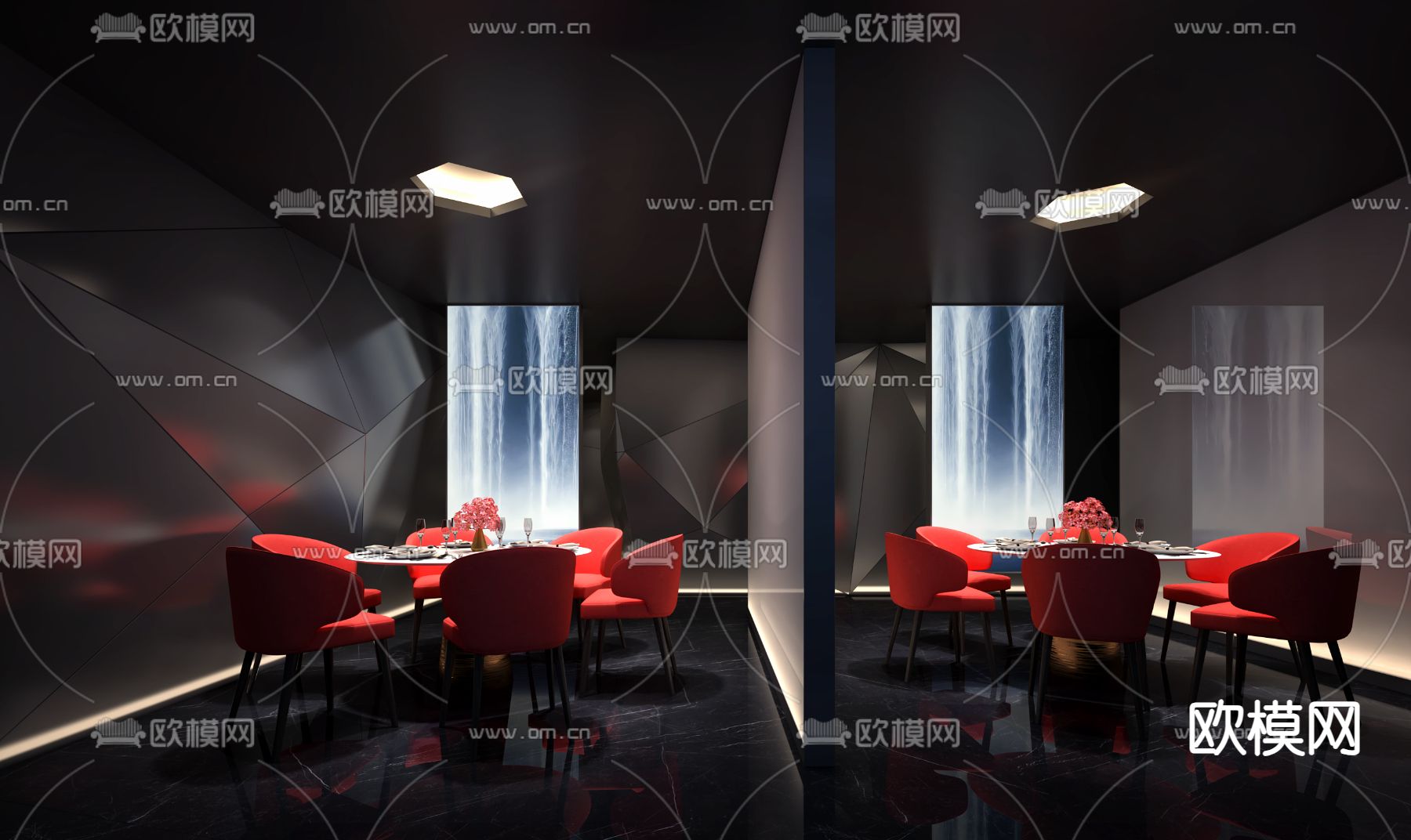 现代餐厅 包房su模型下载（渲染图1）