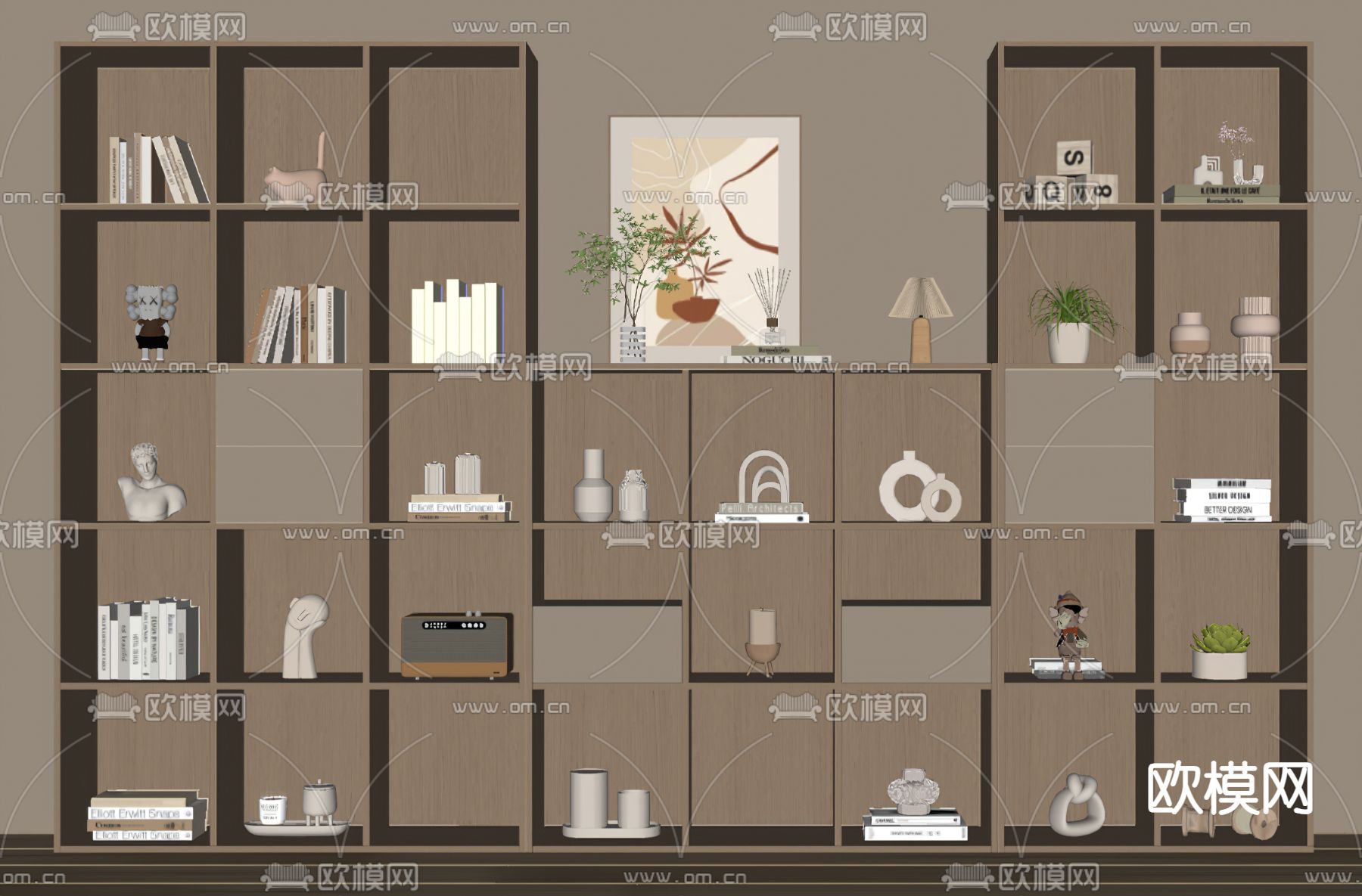 北欧书柜su模型下载（渲染图2）