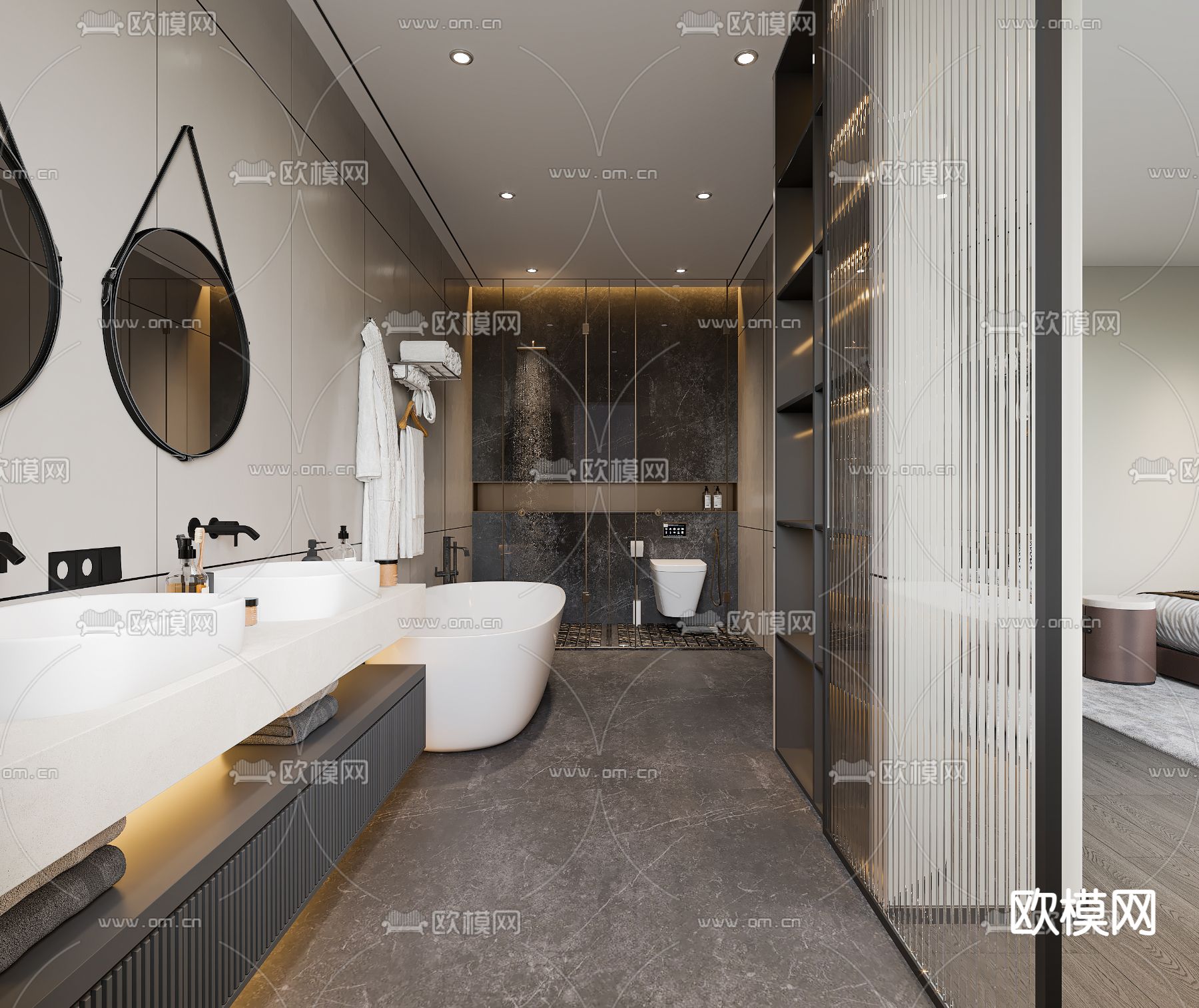 现代卫生间 浴室3d模型下载
