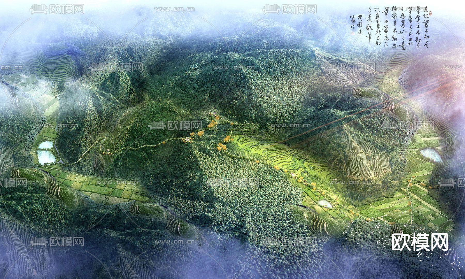 园林景观 山林psd下载