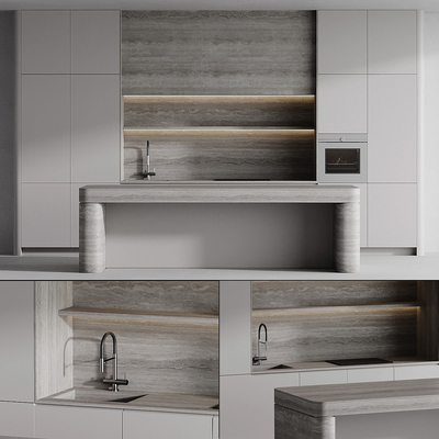  厨房橱柜 中岛台su模型 