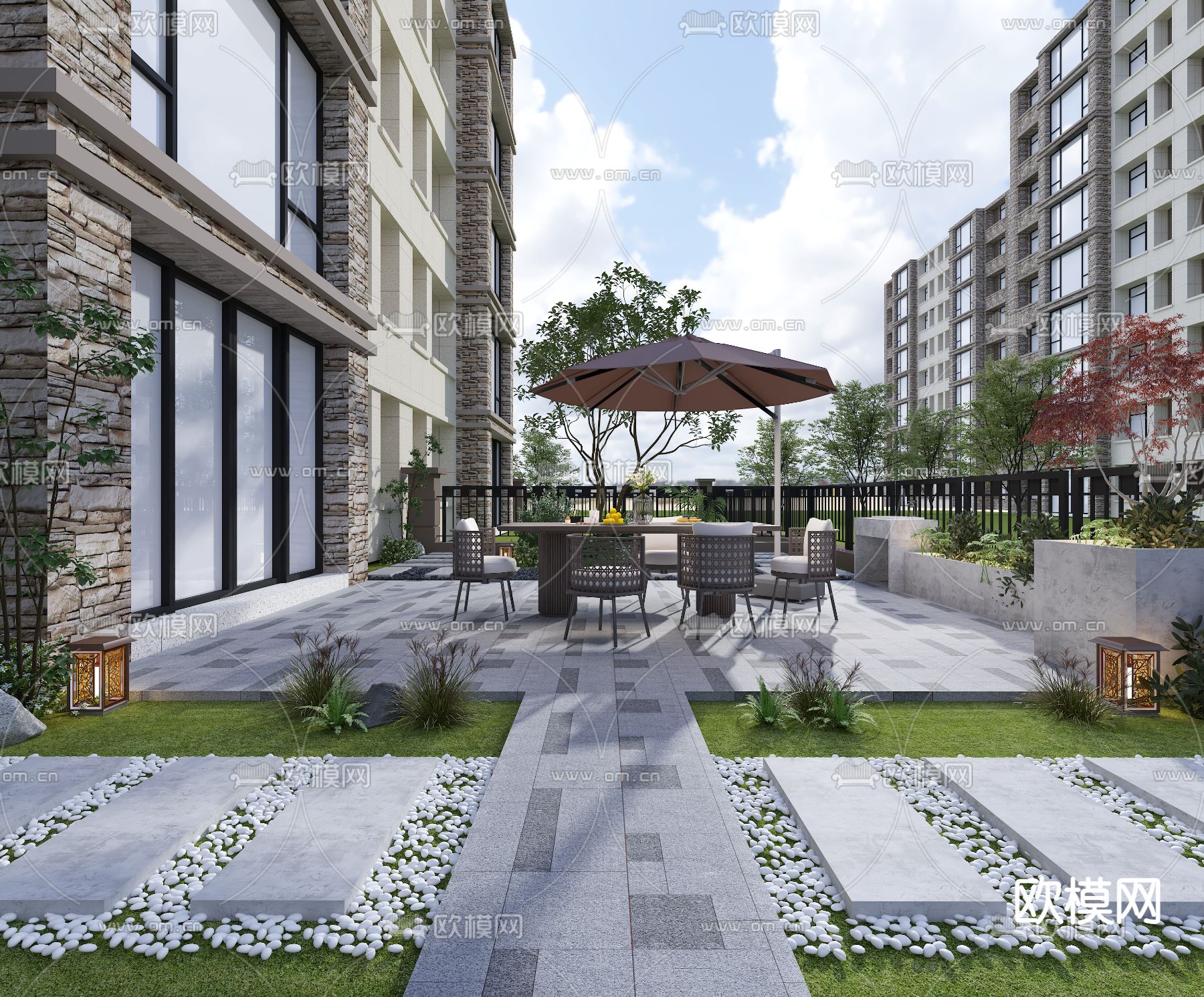 庭院 花园3d模型下载_ID14243094_3dmax免费模型-欧模网