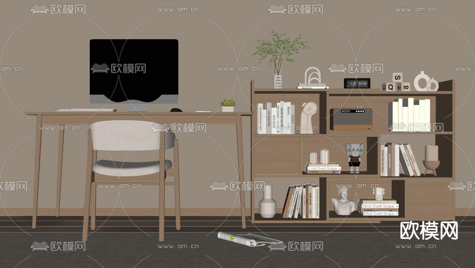 北欧书桌su模型下载（渲染图3）