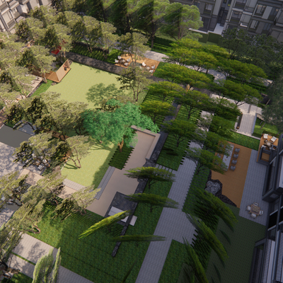 现代住宅景观 消防登高面su模型