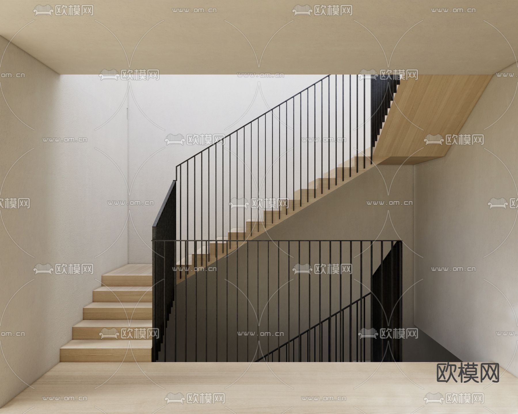 楼梯扶手su模型下载（渲染图1）