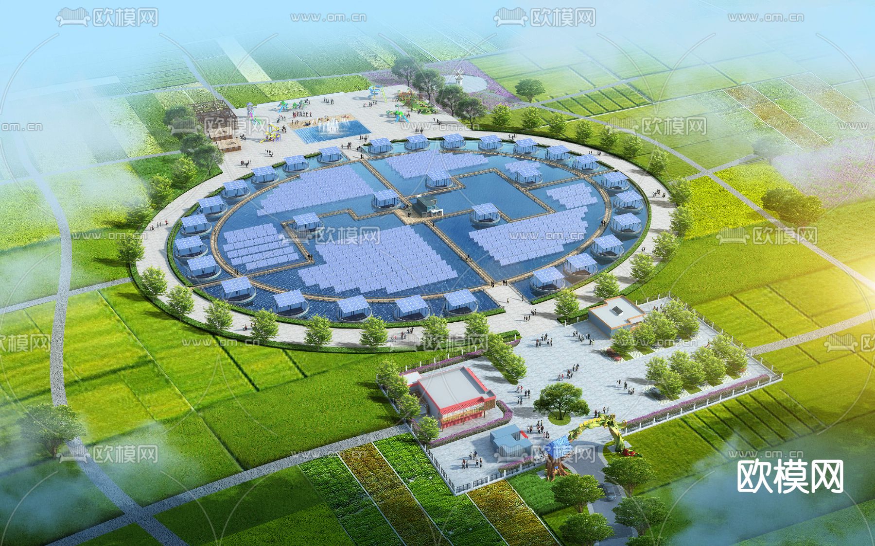 太阳能 公园景观psd下载