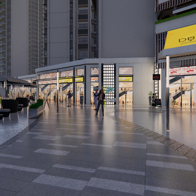 现代商业街su模型