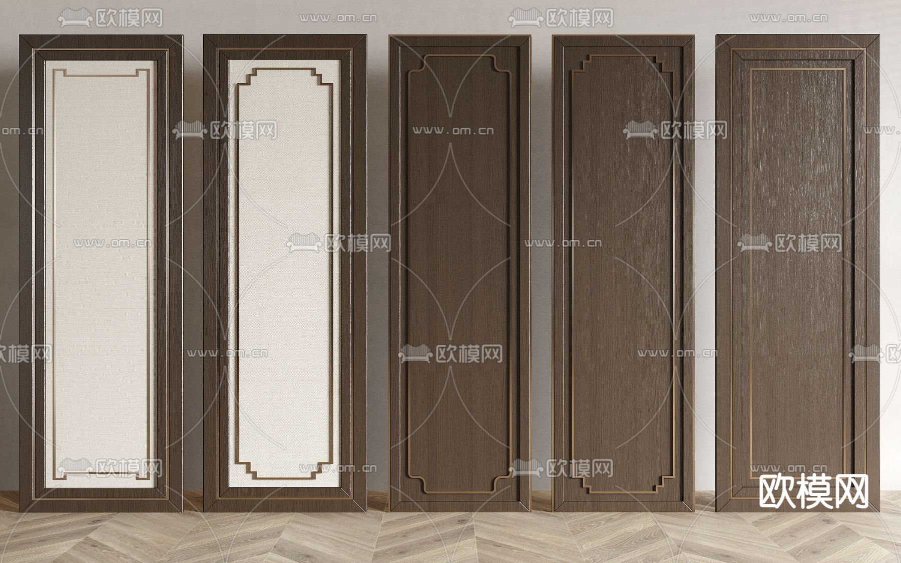 新中式护墙板 墙裙3d模型下载