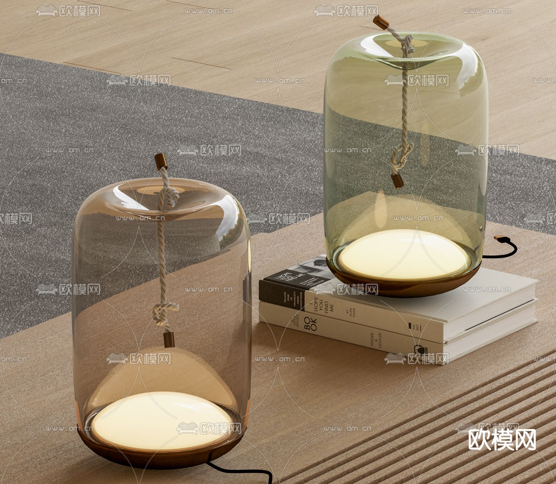 现代玻璃台灯su模型下载（渲染图1）