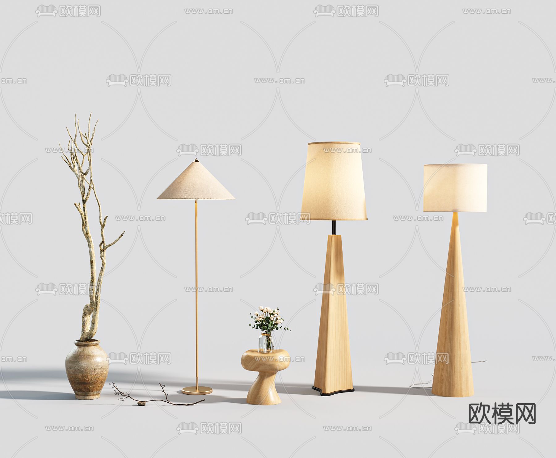 侘寂落地灯su模型下载（渲染图1）