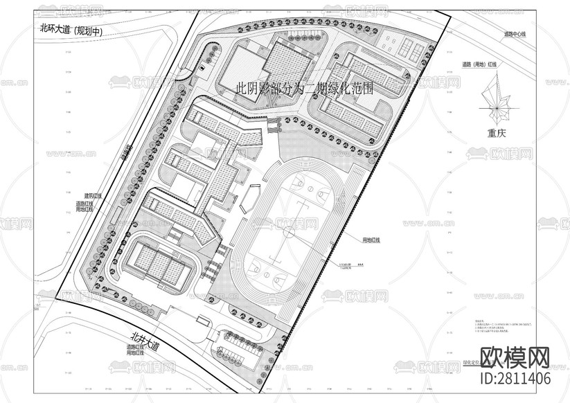 白馬小學(xué)建設(shè)項(xiàng)目一期附屬工程cad施工圖下載(渲染圖6)
