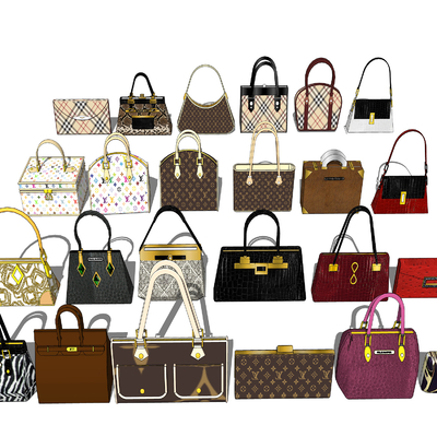  女士手提包su模型 