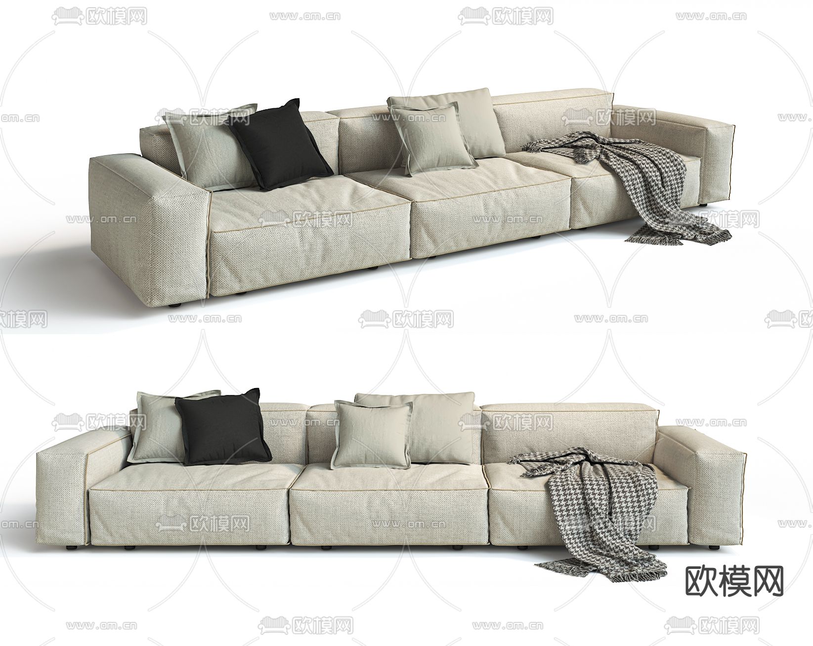 Minotti 多人沙发su模型下载（渲染图1）