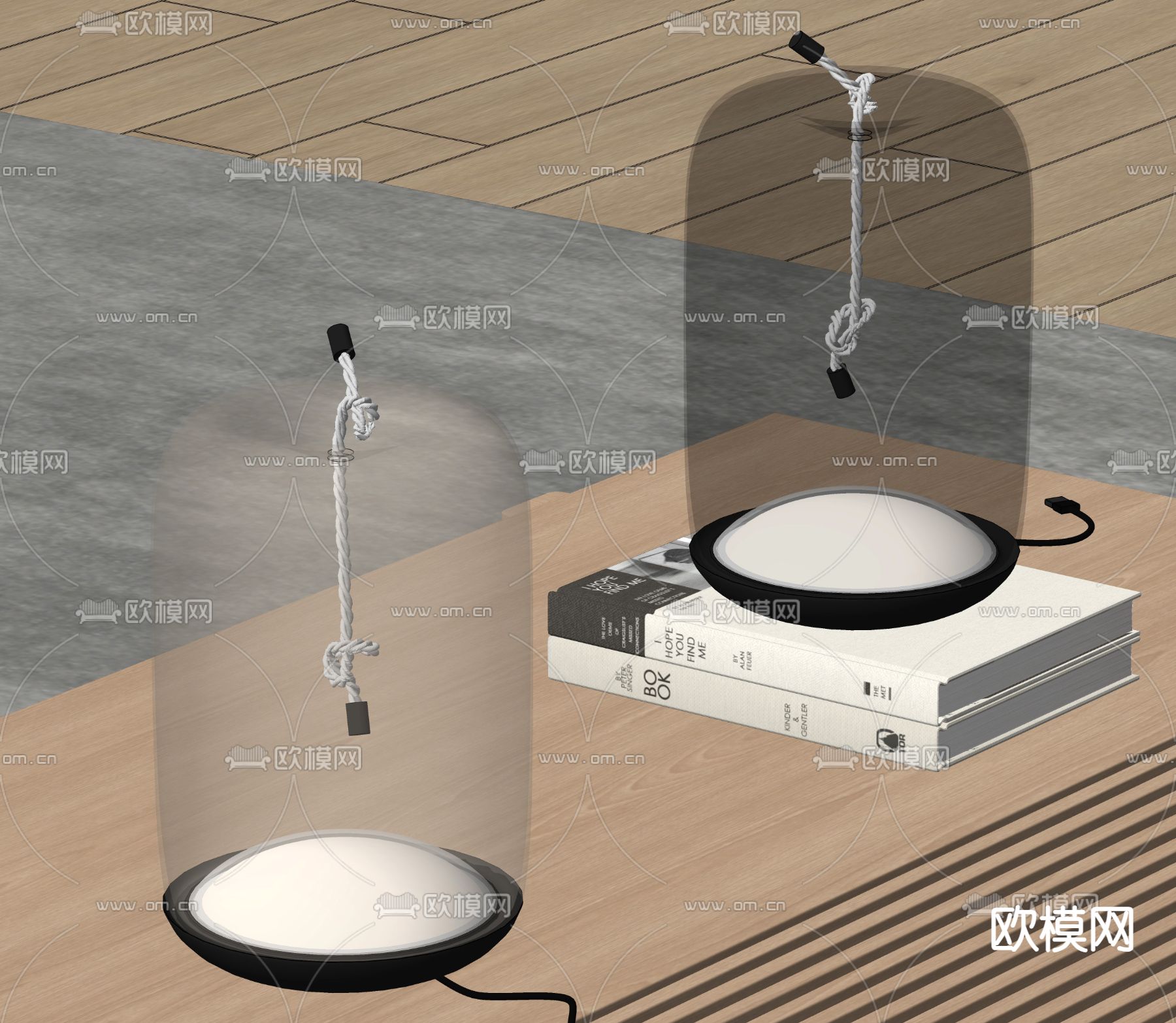 现代玻璃台灯su模型下载（渲染图2）