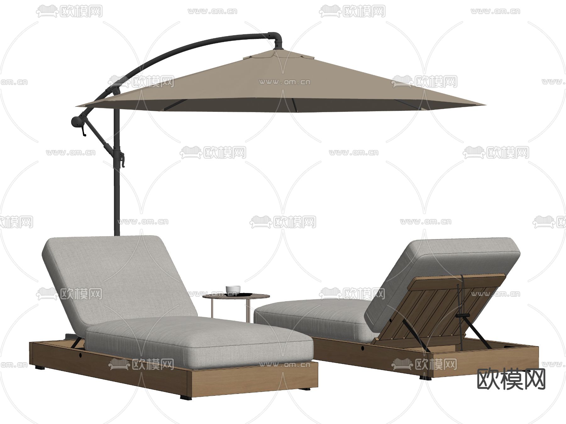 户外椅 躺椅su模型下载（渲染图2）