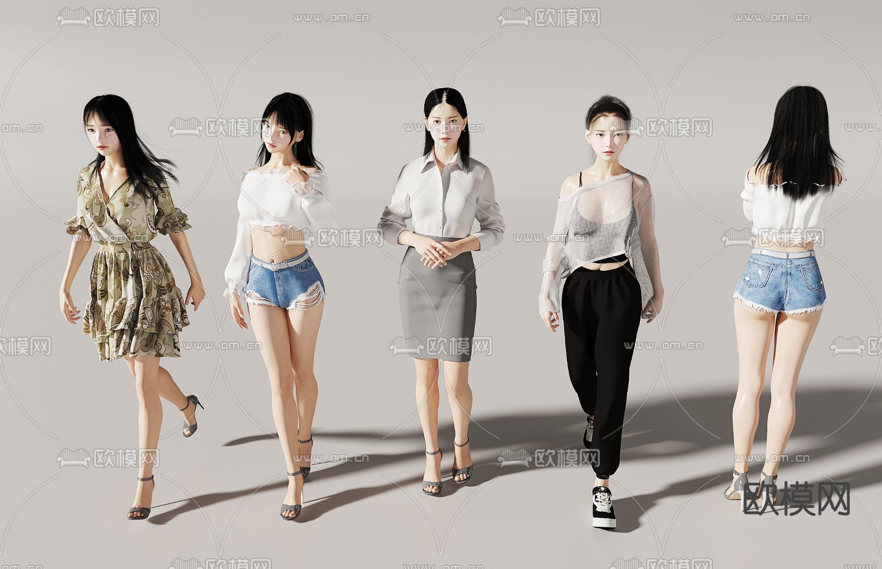 美女 人物 时尚少女3d模型下载