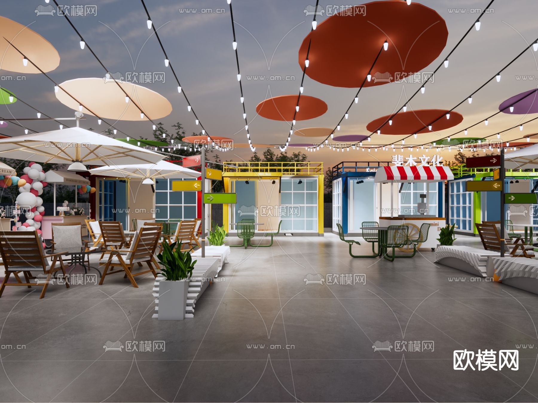 现代文创商业街su模型