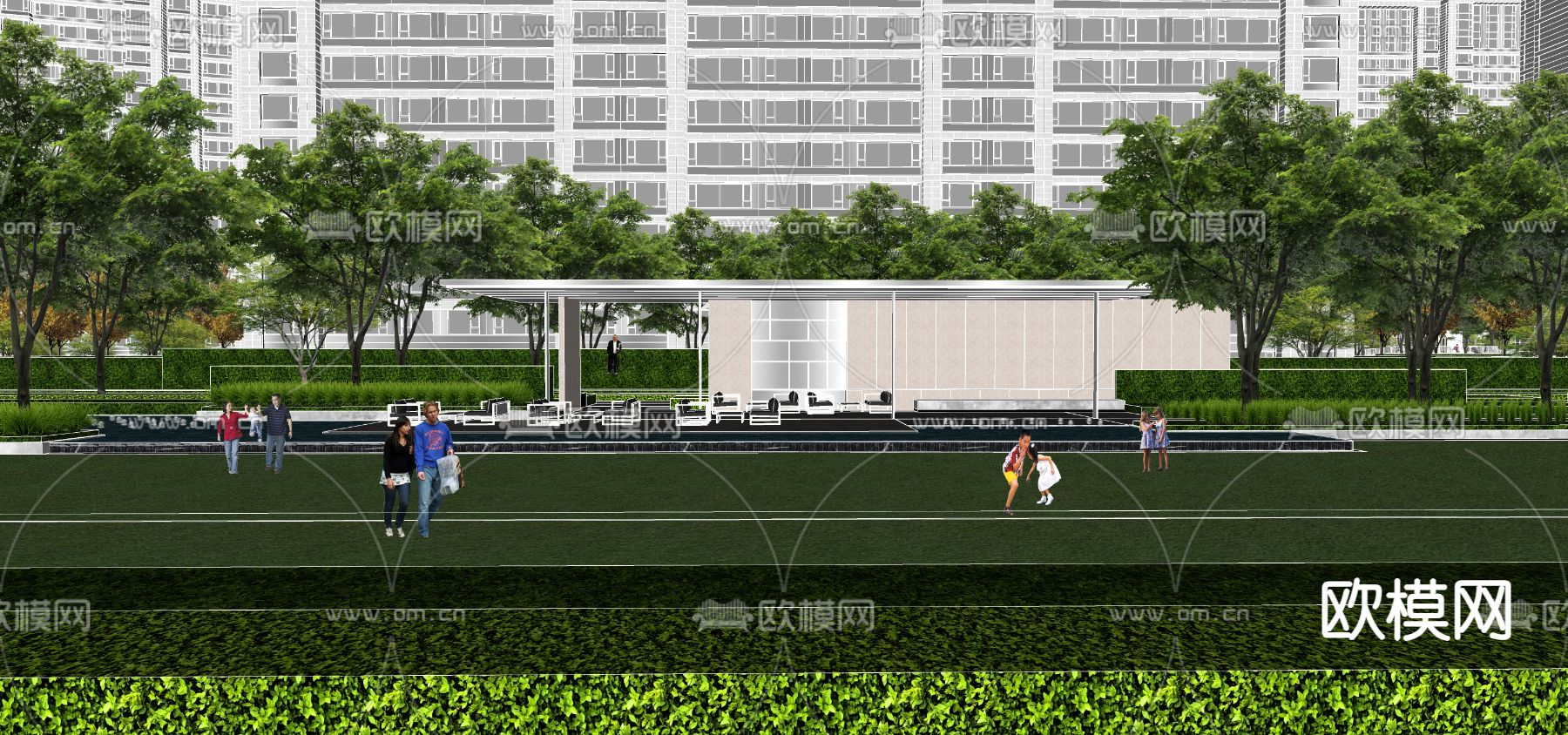 现代住宅景观su模型