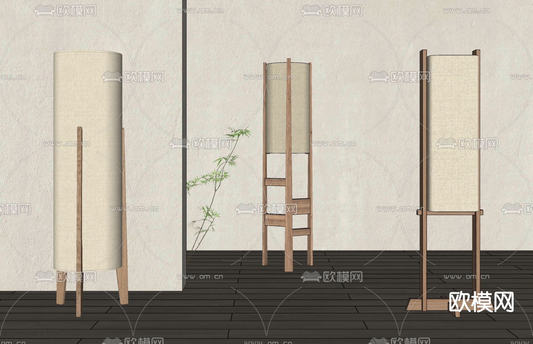 侘寂风落地灯su模型下载（渲染图2）