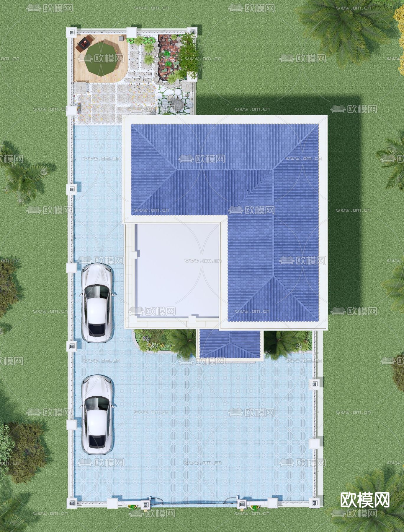 欧式别墅外观su模型下载（渲染图5）