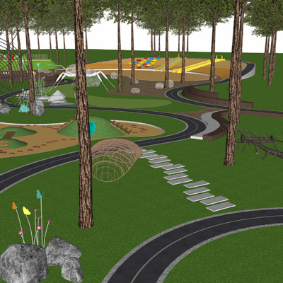  现代儿童乐园su模型 