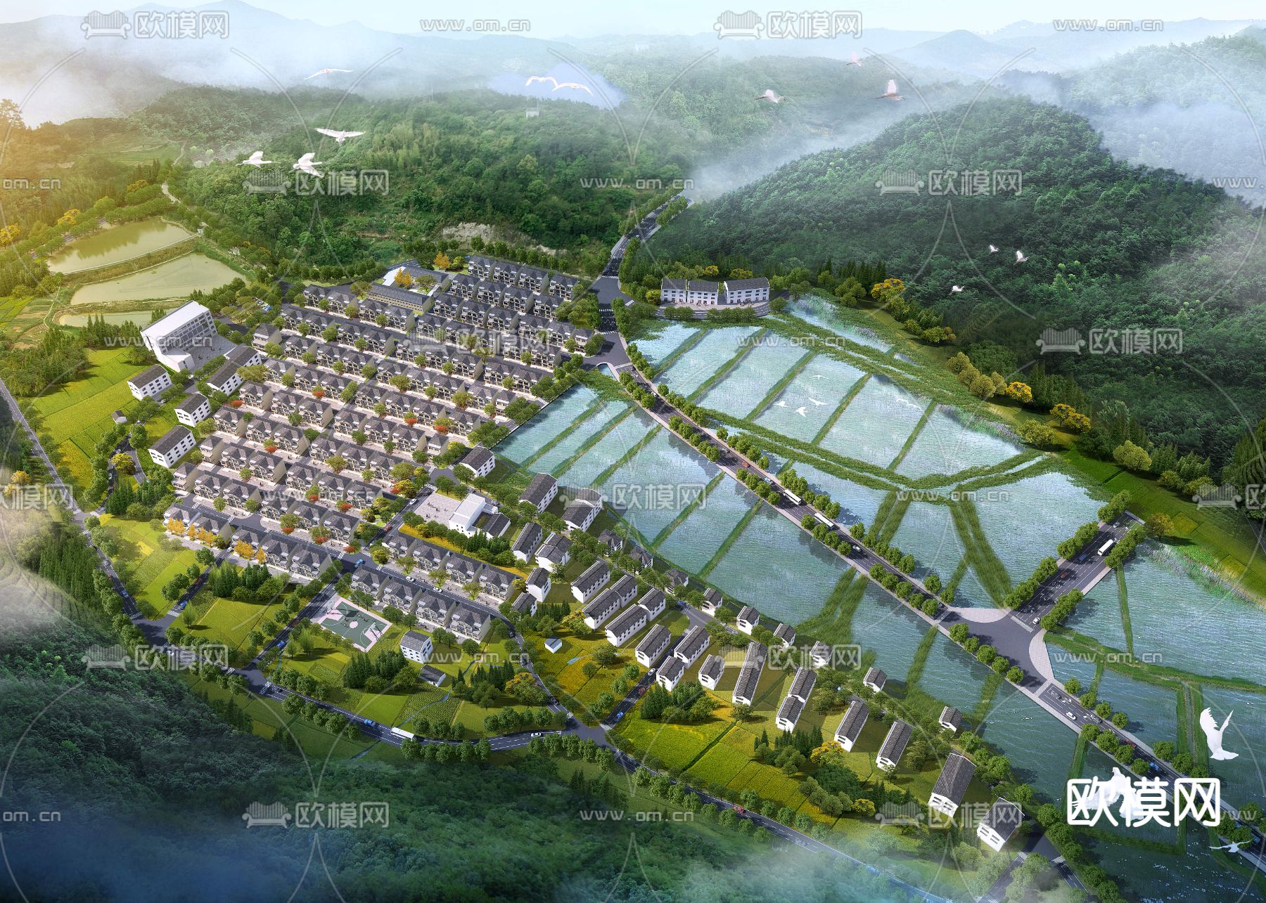 新中式别墅区psd下载