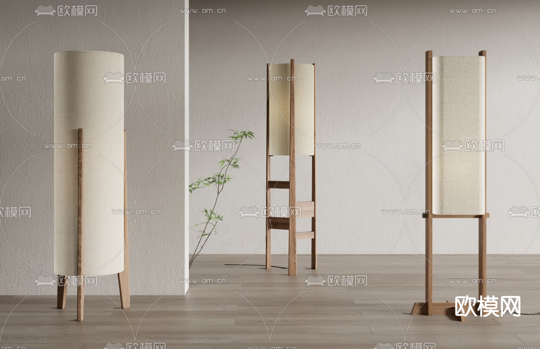 侘寂风落地灯su模型下载（渲染图1）