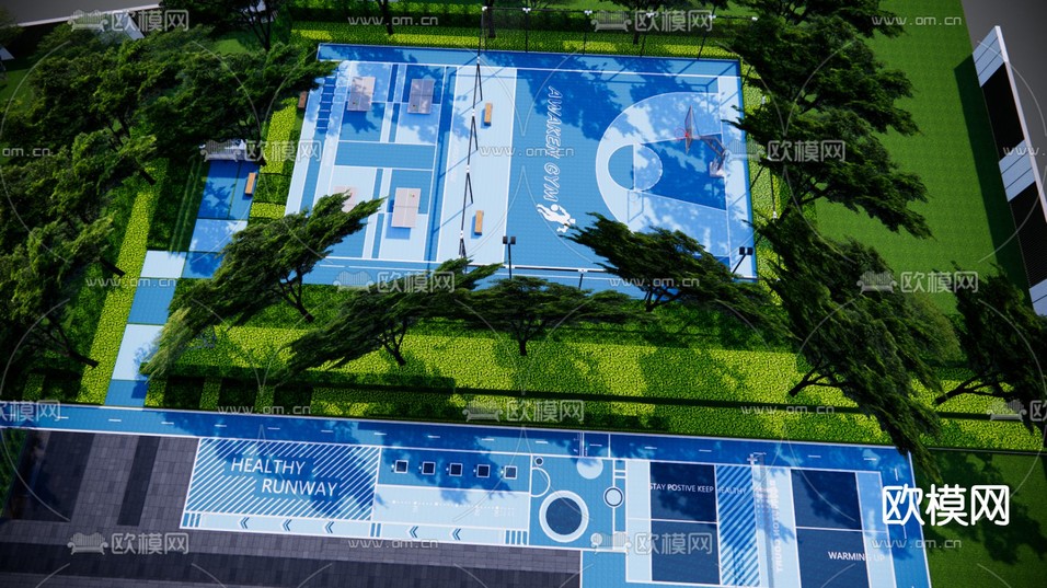 篮球场 乒乓球训练场su模型下载(渲染图2)
