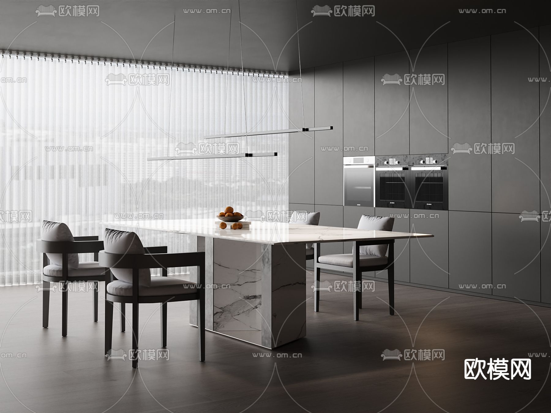 暗黑风餐厅3d模型下载