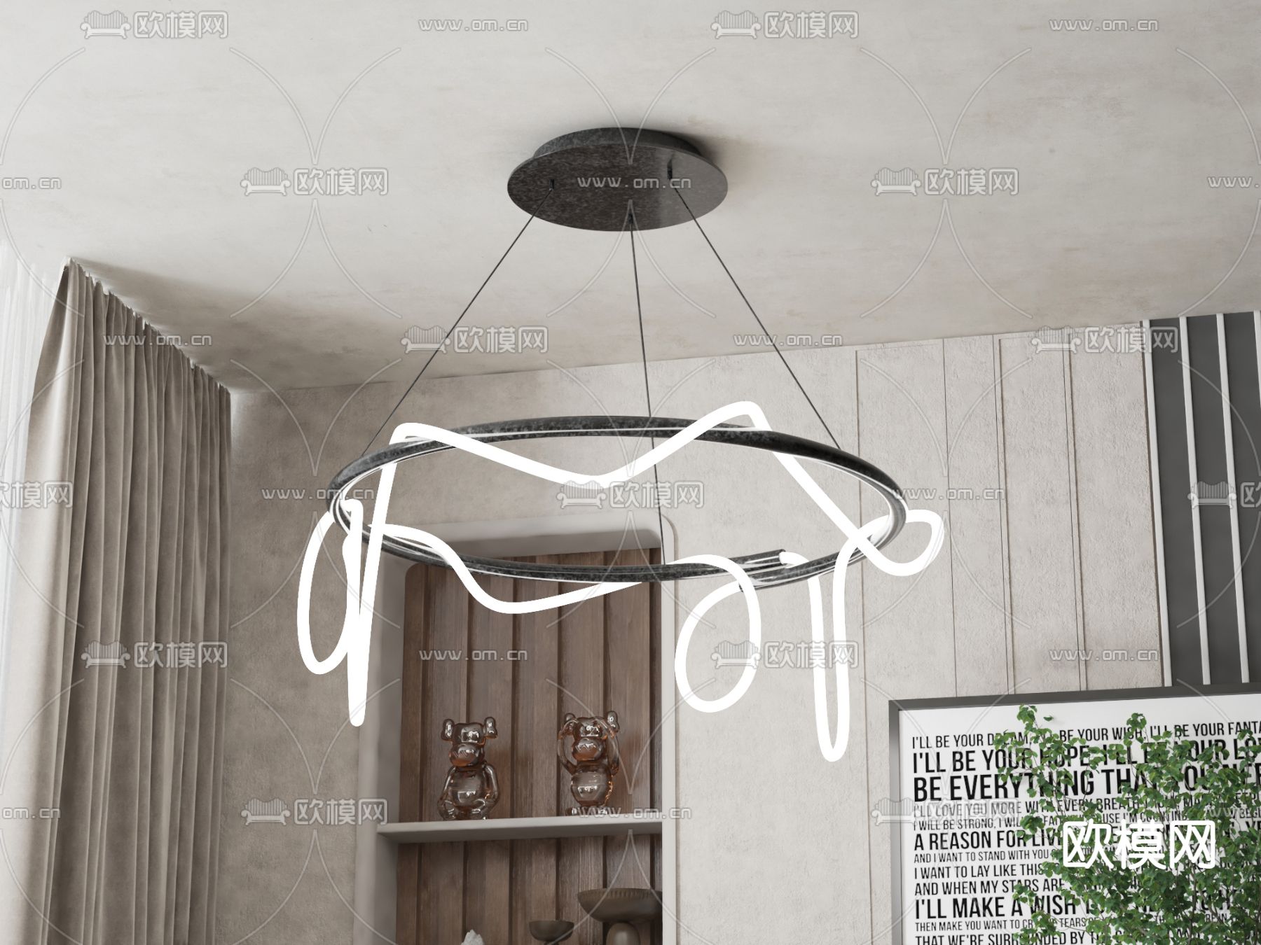 现代吊灯su模型下载（渲染图1）