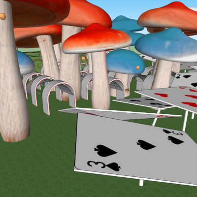  现代儿童乐园su模型 