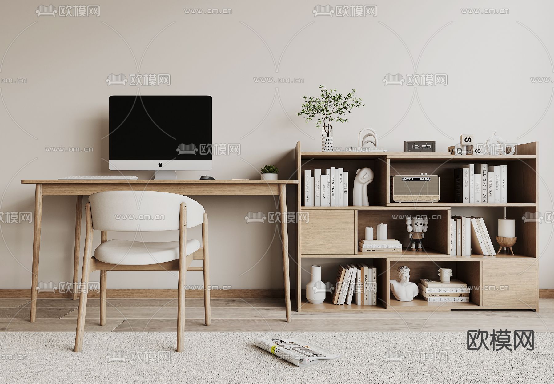 北欧书桌su模型下载（渲染图1）