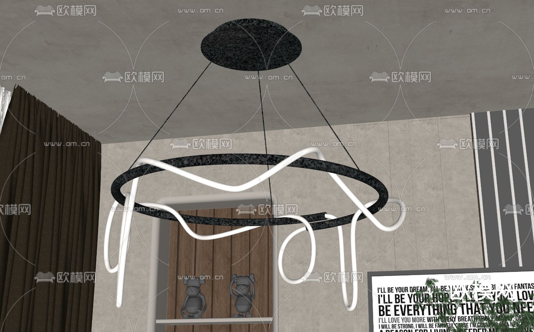 现代吊灯su模型下载（渲染图2）