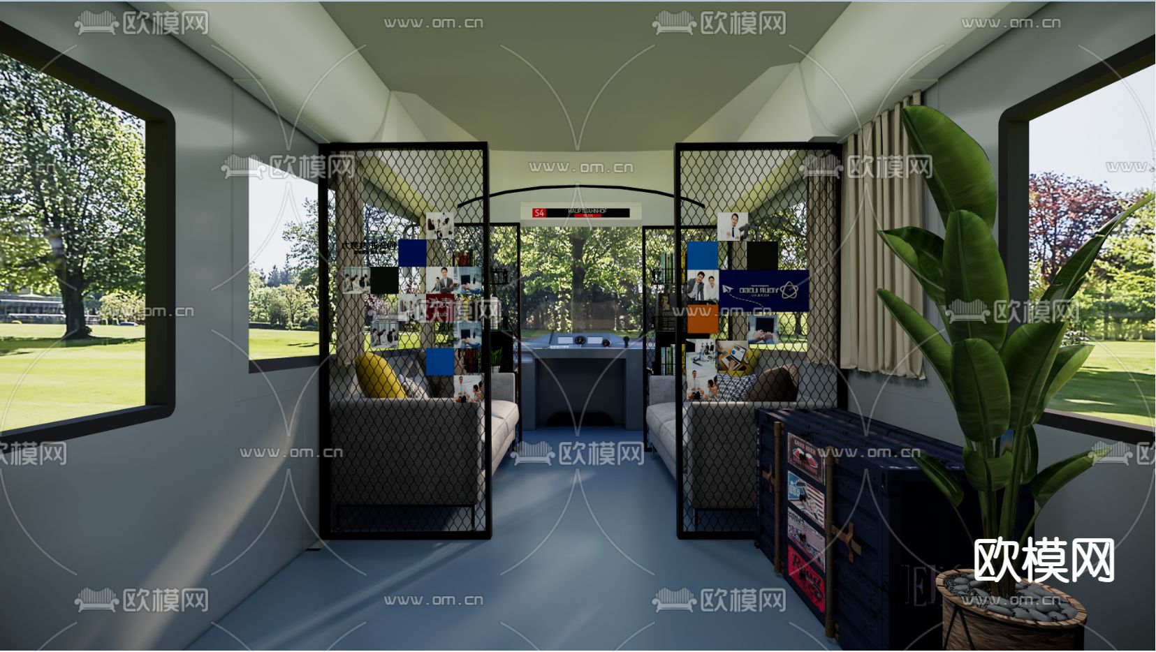 现代茶楼 茶室su模型下载（渲染图3）