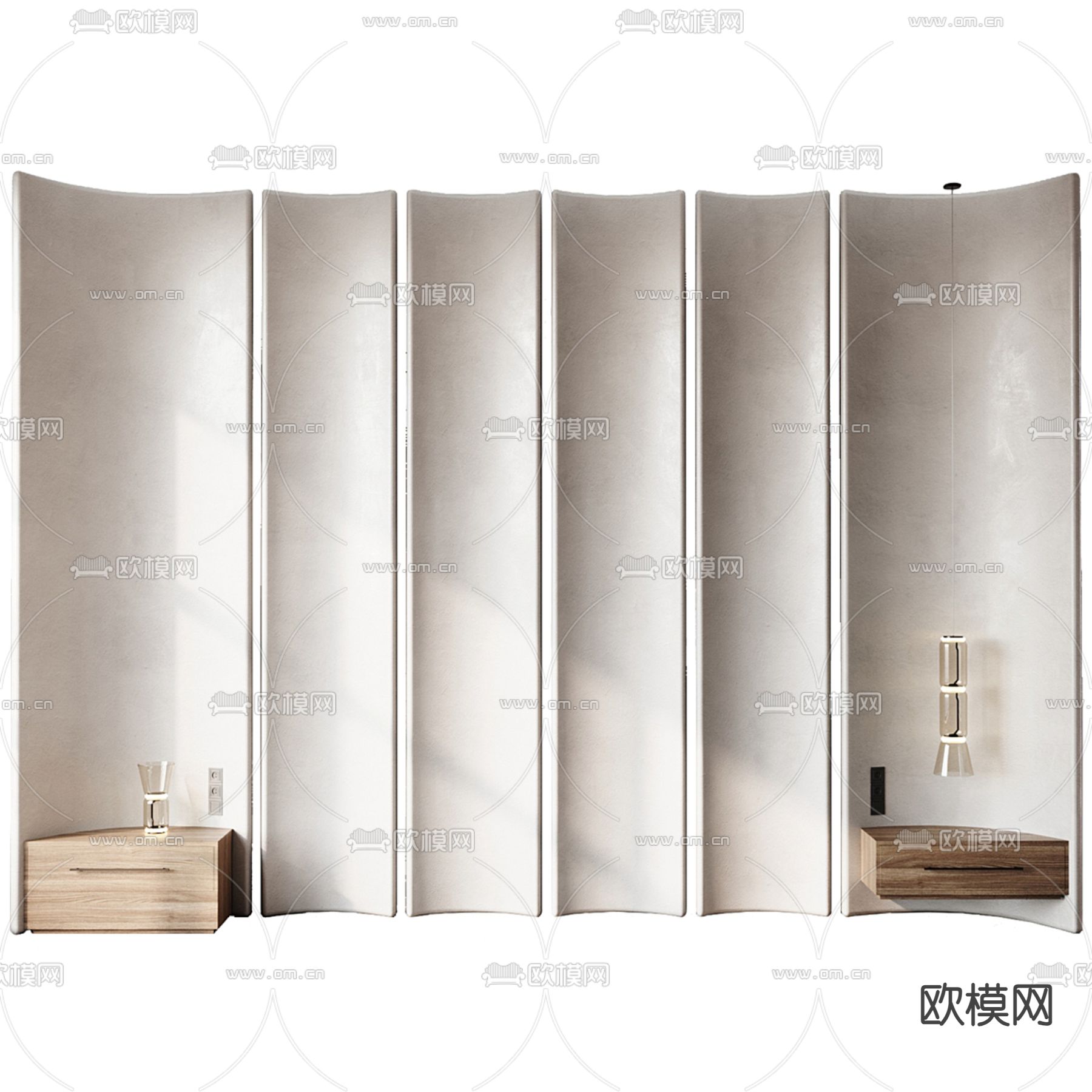侘寂床头背景3d模型下载（渲染图2）
