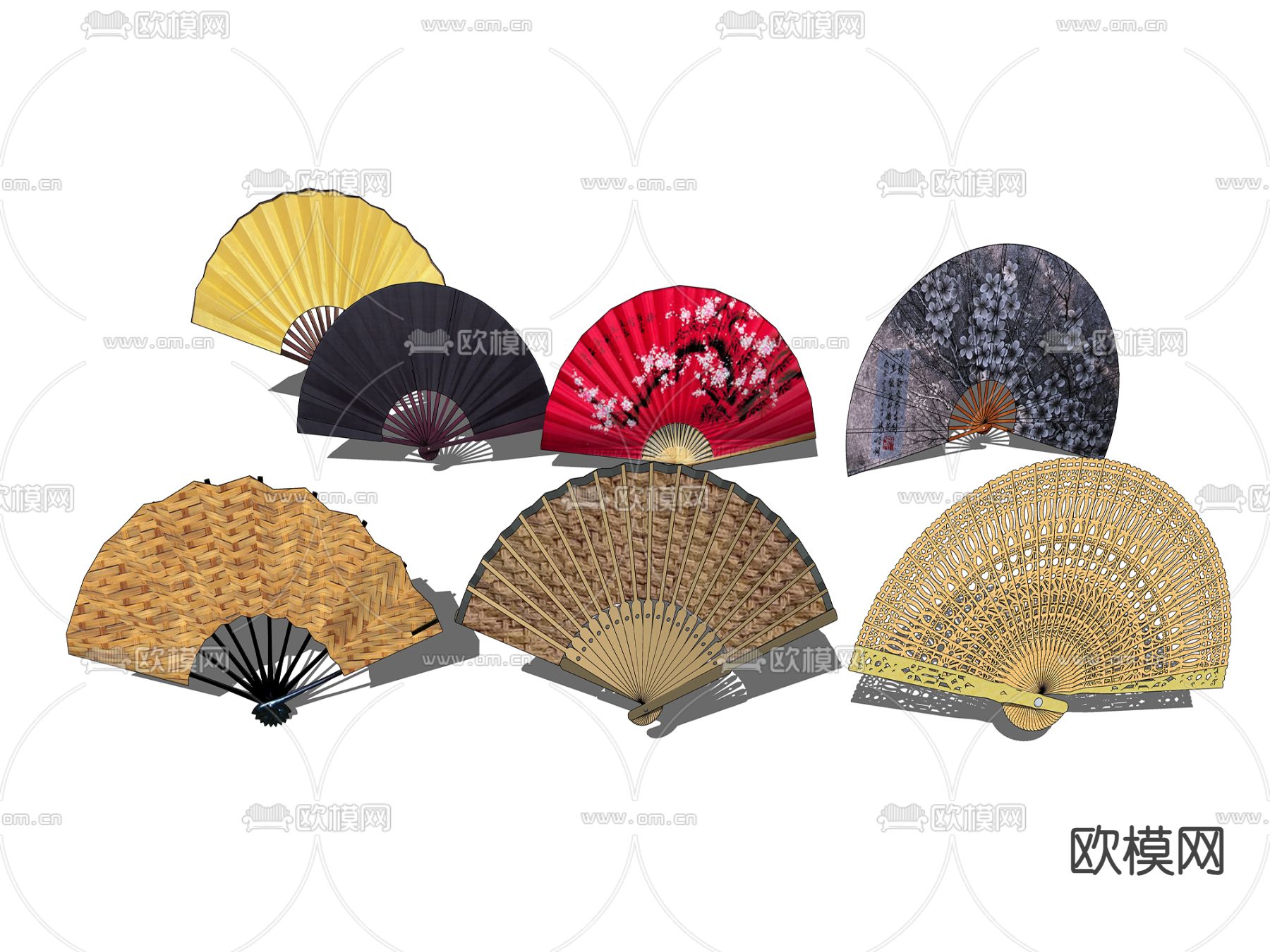 扇子 折叠扇su模型下载