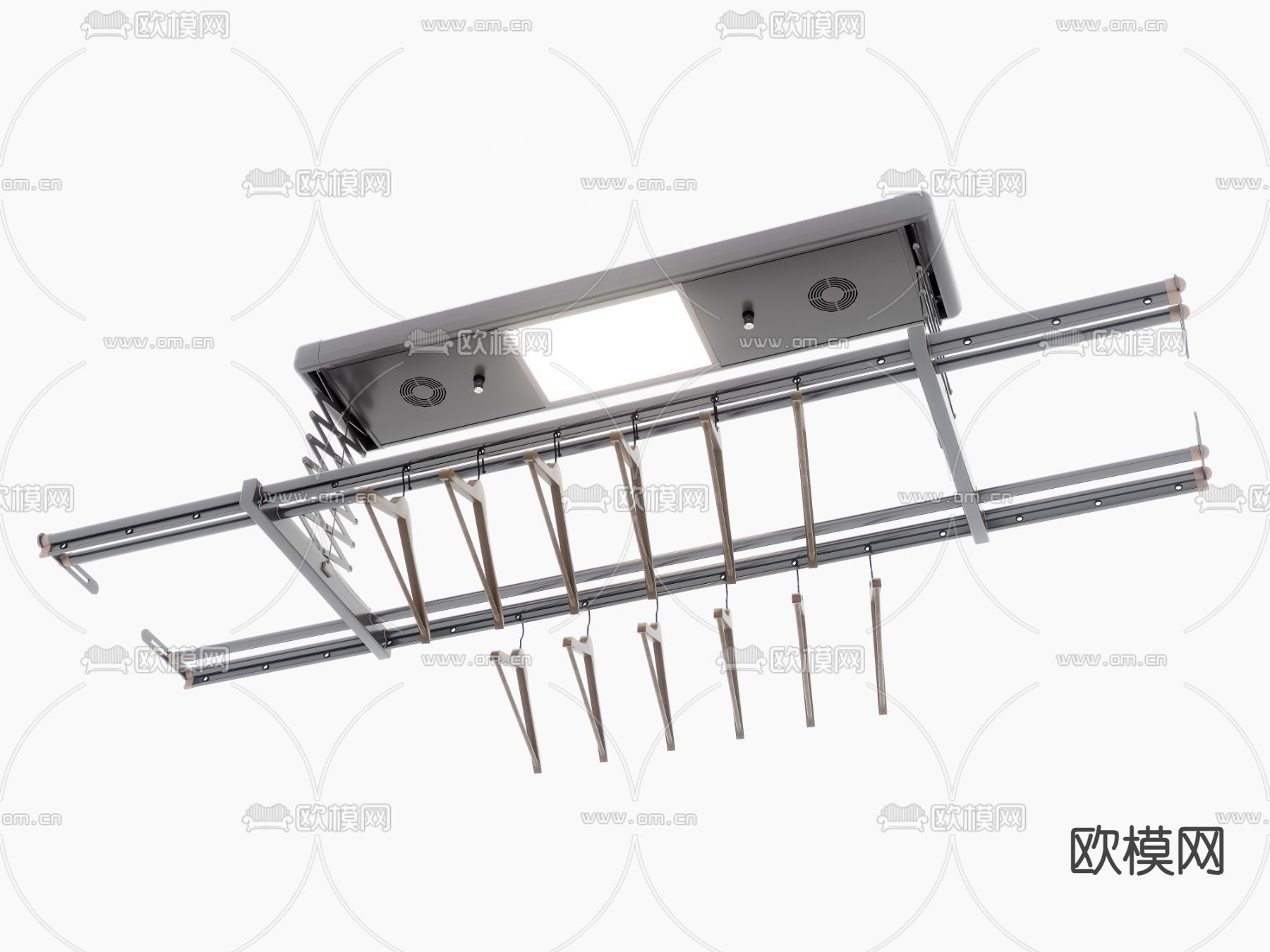 电动升降晾衣架 晾衣杆su模型