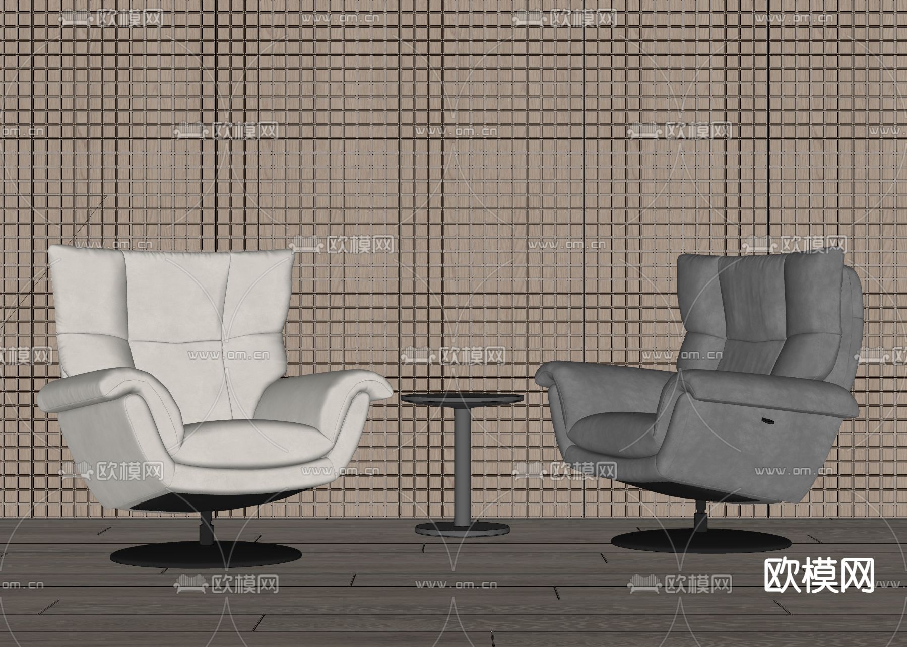 现代休闲椅su模型下载（渲染图2）