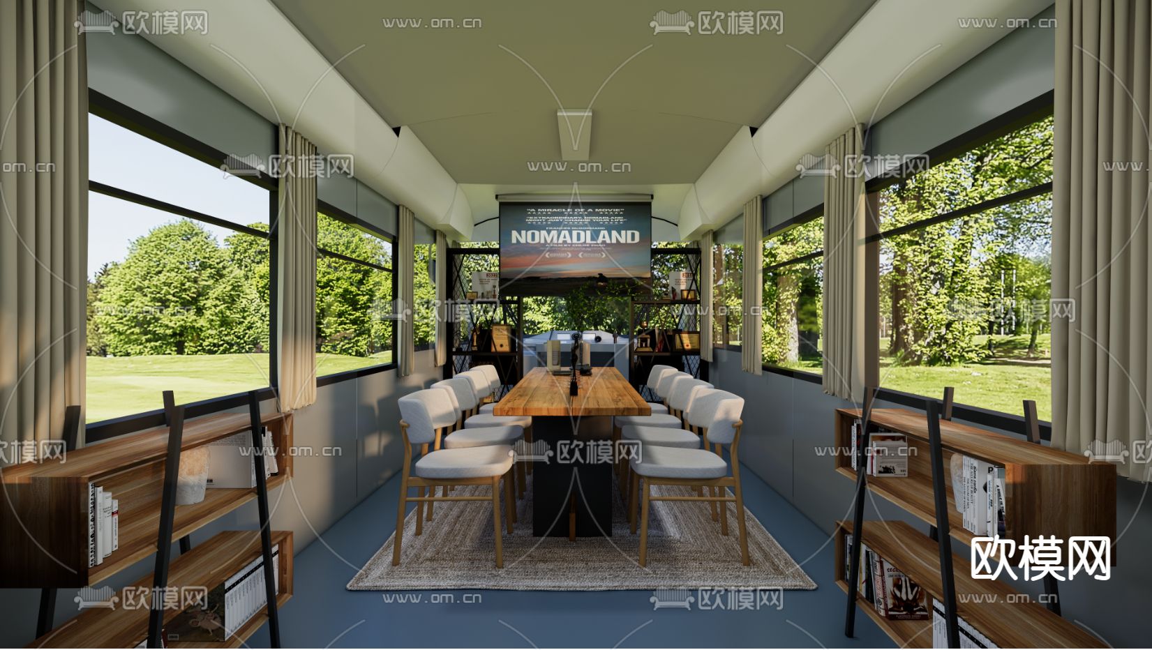 现代茶楼 茶室su模型下载（渲染图1）