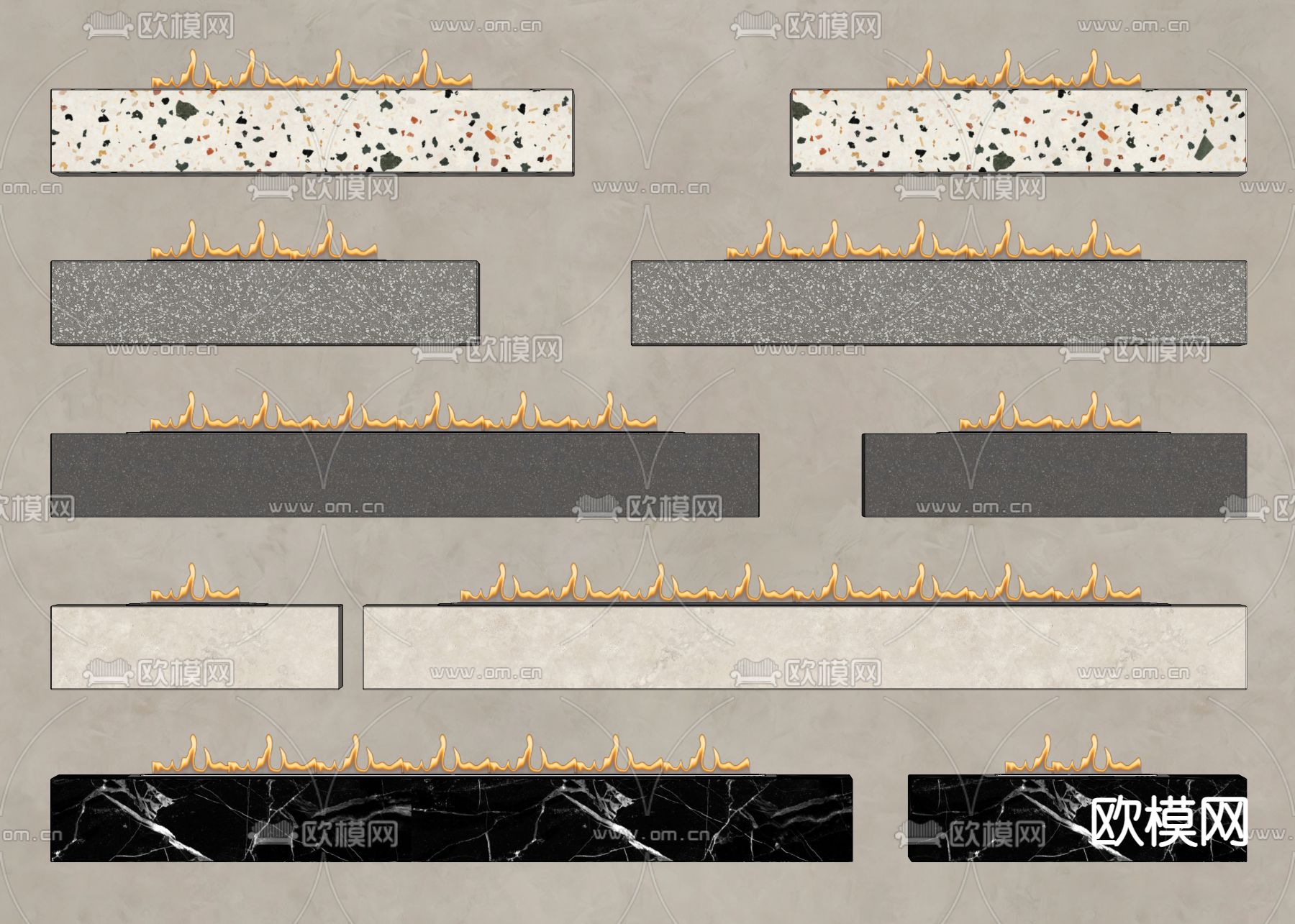 现代壁炉su模型