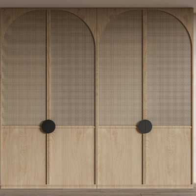 侘寂风藤编衣柜su模型